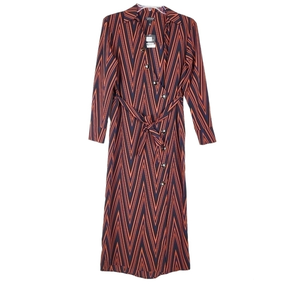 TOPSHOP Horn Chevron Button Print Midi Dress NWT